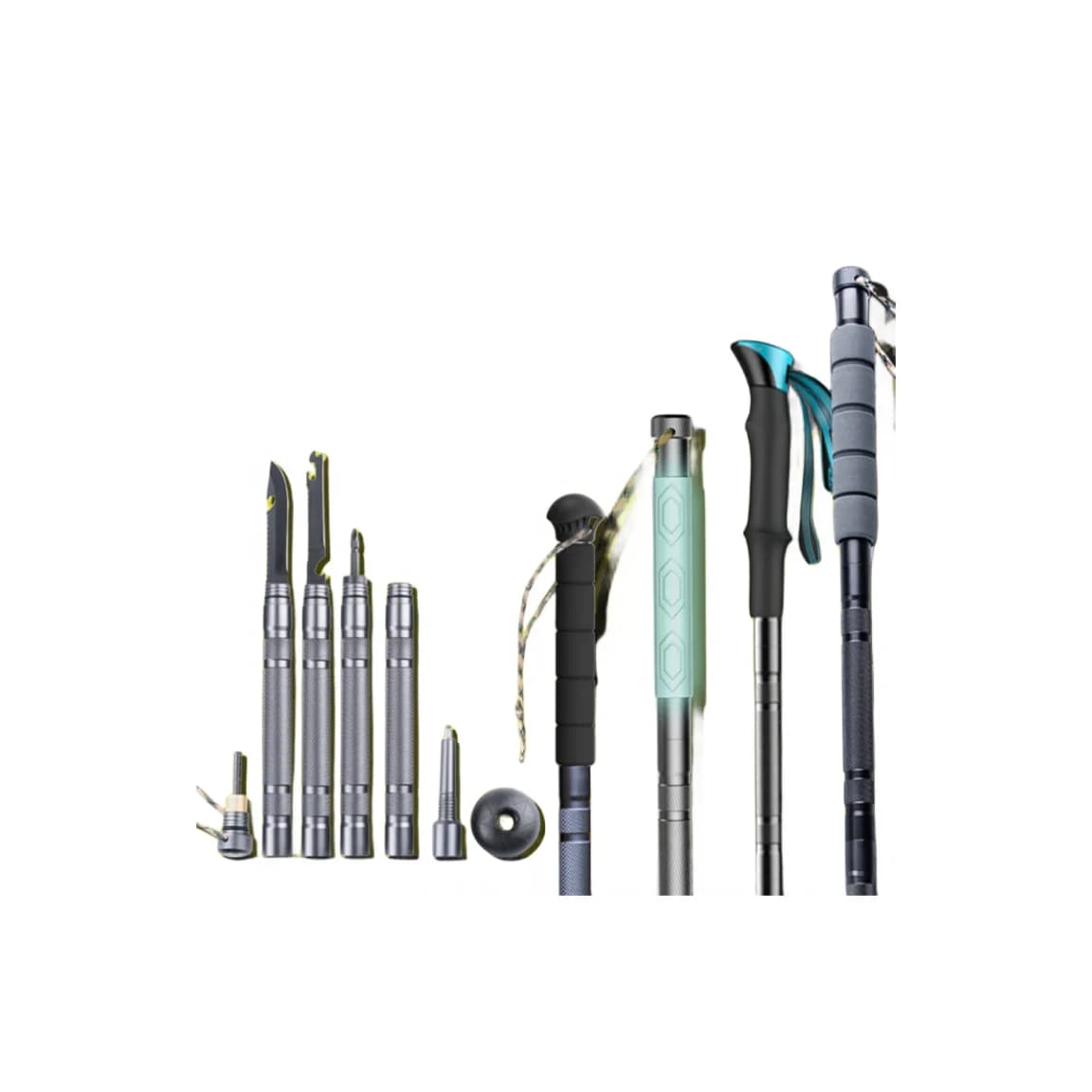 lFolding Telescopic Outdoor Hiking Cane Trekking Self Defense Walkin