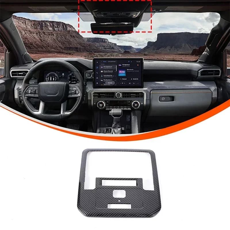 For Toyota Tacoma 2024+ Car Roof Reading Light Frame Decorative Sticker ABS Carbon Fiber Pattern Auto Accessories 1 Pcs