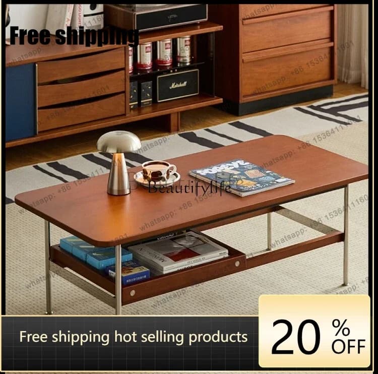 Factory Direct  Solid Wood Small Apartment Living Room Style Simple Mid-Century Small Table Sofa Coffee Table