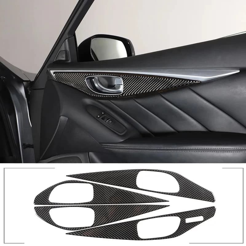 For Infiniti Q50 Q60 2015-2022 Car Interior Handle Panel Decorative Frame Sticker Soft Carbon Fiber Interior Accessories LHD
