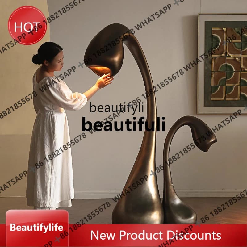 French Sculpture Floor Standing Glass Fiber Reinforced Plastic Dimmable Living Room Bedroom Ambient Light