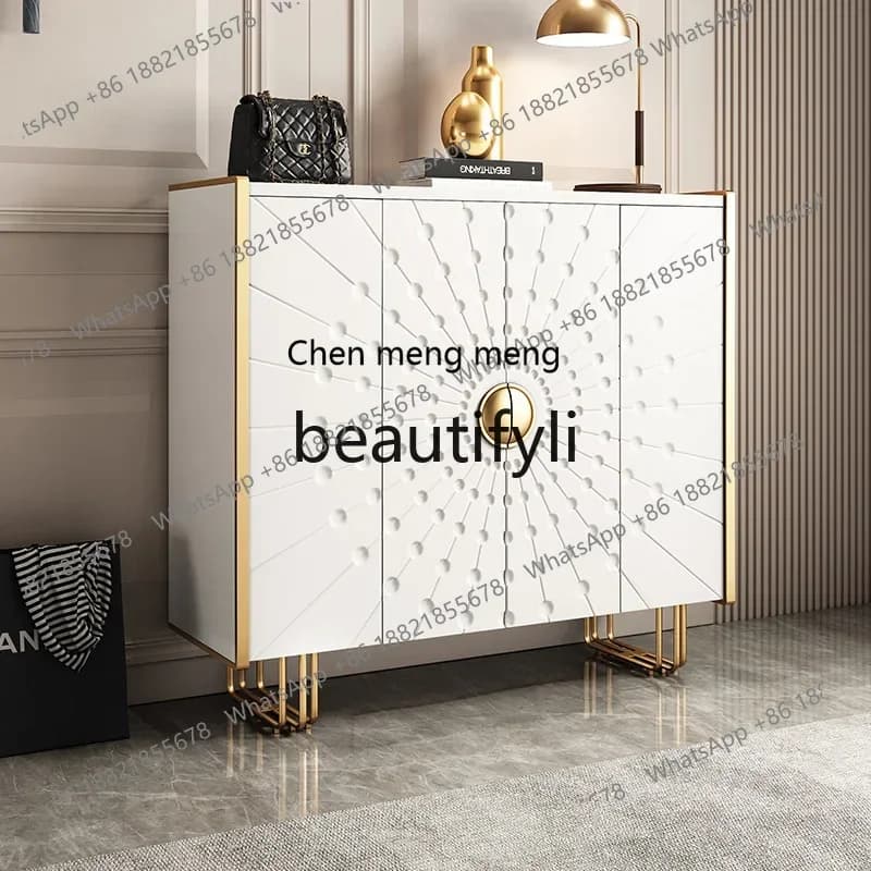GItalian light luxury shoe cabinet, door-to-door partition decorative cabinet, minimalist beige porch cabinet