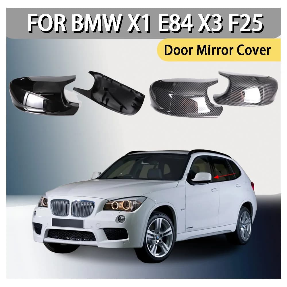 Car Upgrade Stickers Decoration Styling ABS Plastic Bull-Horn Door Mirror Cover For BMW X1 E84 x3 F25 Car Rearview Accessories