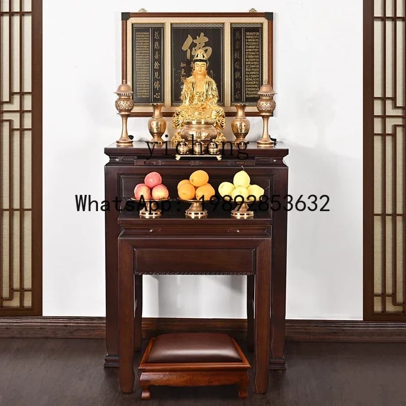 household gold silk red sandalwood simple square table Buddhist table table God of Wealth cabinet