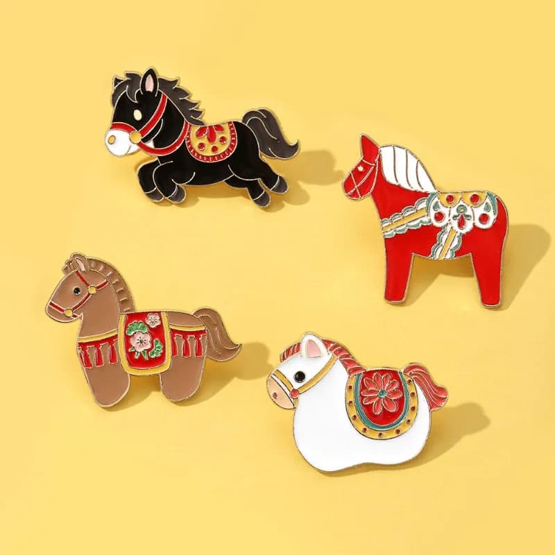 2026 Horse Zodiac Brooch Cartoon Horse Pin Alloy Enamel Badge Unisex DIY Clothes Bags Shoes Hat Scarf T-shirt Jeans Accessory