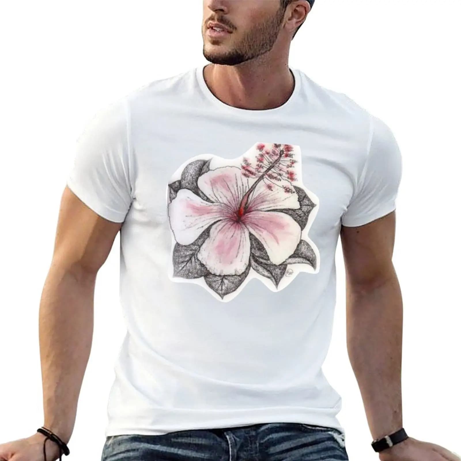 Blushing Hibiscus T-Shirt boys whites Blouse mens shirts graphic tee