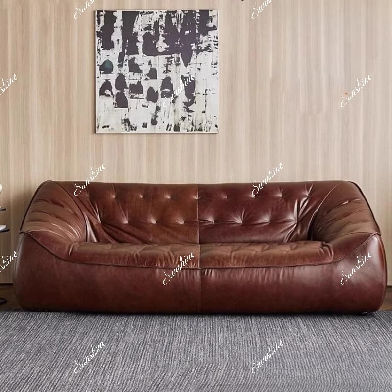 Living room American medieval small apartment bean bag sofa three-person straight row sofa