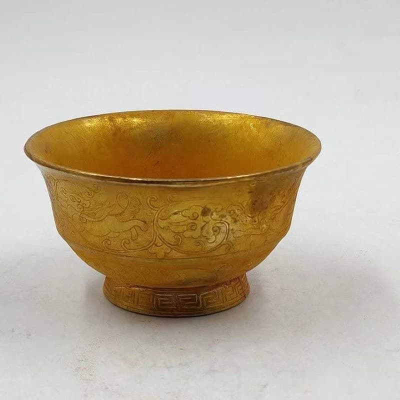 Antique pure copper thickened gilded , wine , water , tea cup, collectible item