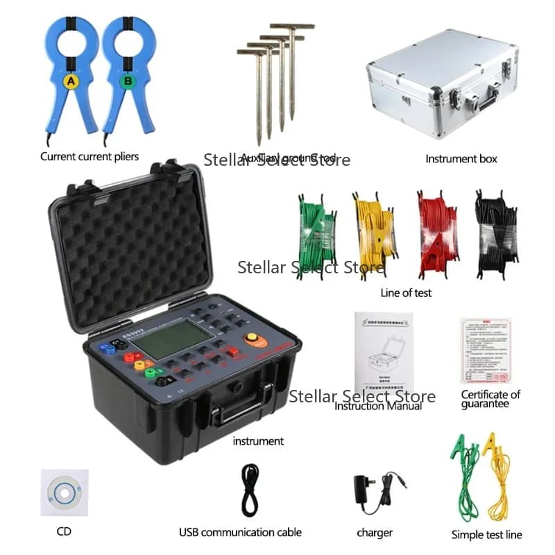 ES3002 Double Clamp Earth Soil Resistivity Resistance Test Meter Multifunctional Grounding Soil Resistivity Test Instrument
