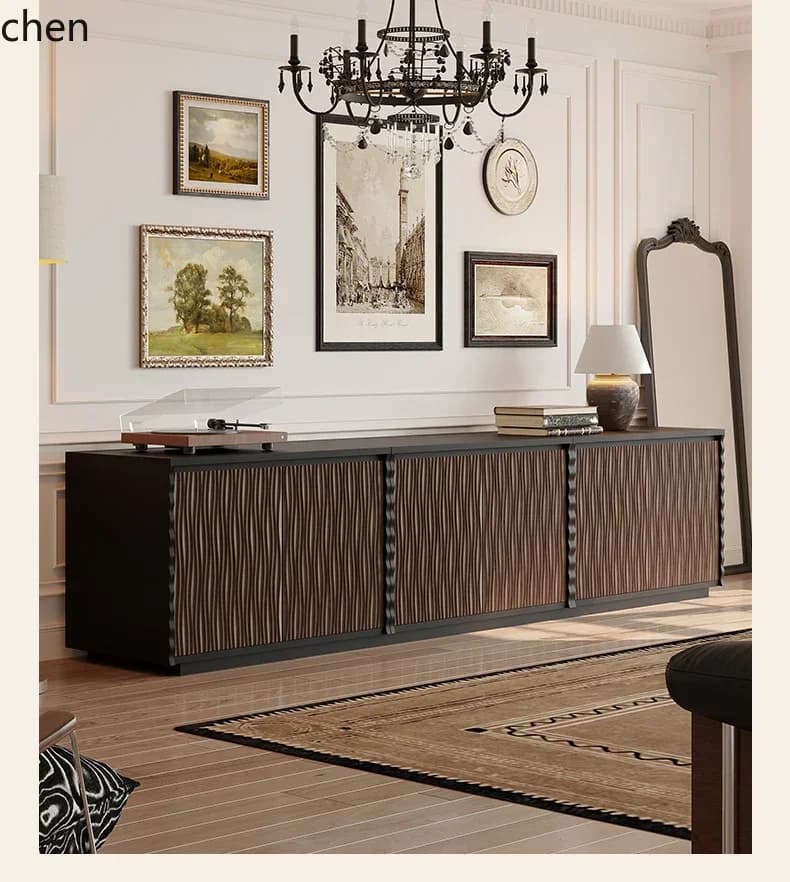 q-1  retro TV cabinet module combination cabinet solid wood living room floor display cabinet