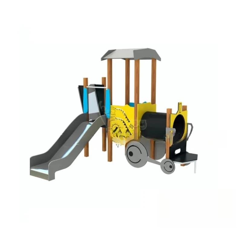 LED sliding stainless steel tube sliding with playground transparent window