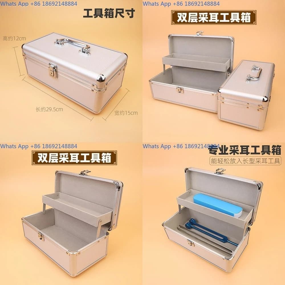 Tool Box Aluminum Storage Alloy Carry Ear Care Technician Large Double Layer Set Pedicure Home Use