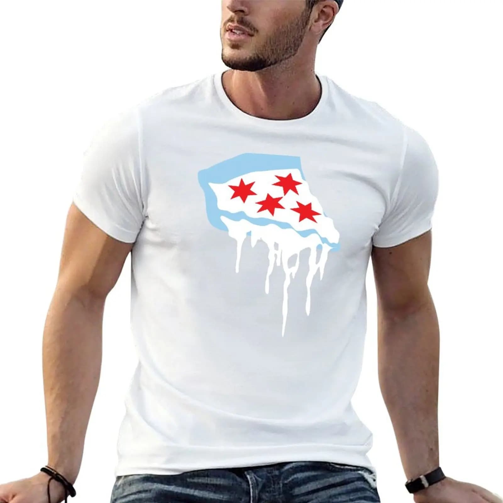Chicago Deep Dish Pizza T-Shirt graphics summer shirt tshirts for men