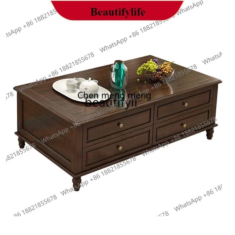 G153 American  Ash Solid Wood Coffee Table TV Cabinet Combination Modern Minimalist Living Room Long Leg Rectangular Coffee Tabl