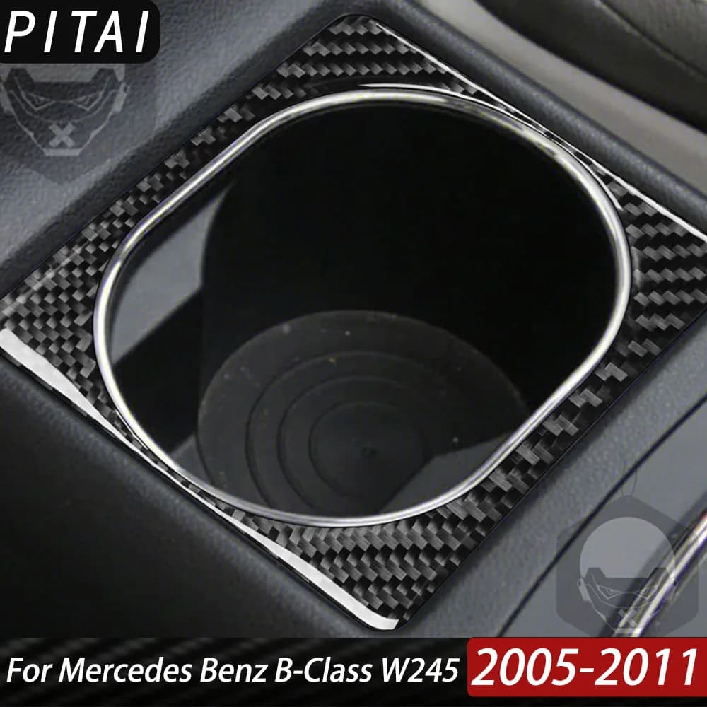 For Mercedes Benz B-Class W245 2005-2011 Carbon Fiber Central Water Cup Holder Cover Car Interior Decoration Sticker Accessories