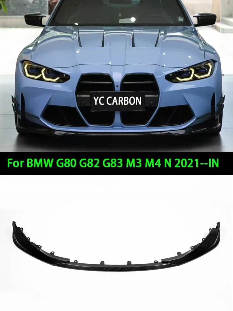 Real Dry Carbon Fiber Front Diffuser Bumper Lip for BMW G80 G81 G82 G83 2021-IN N Style 3Pcs/Set