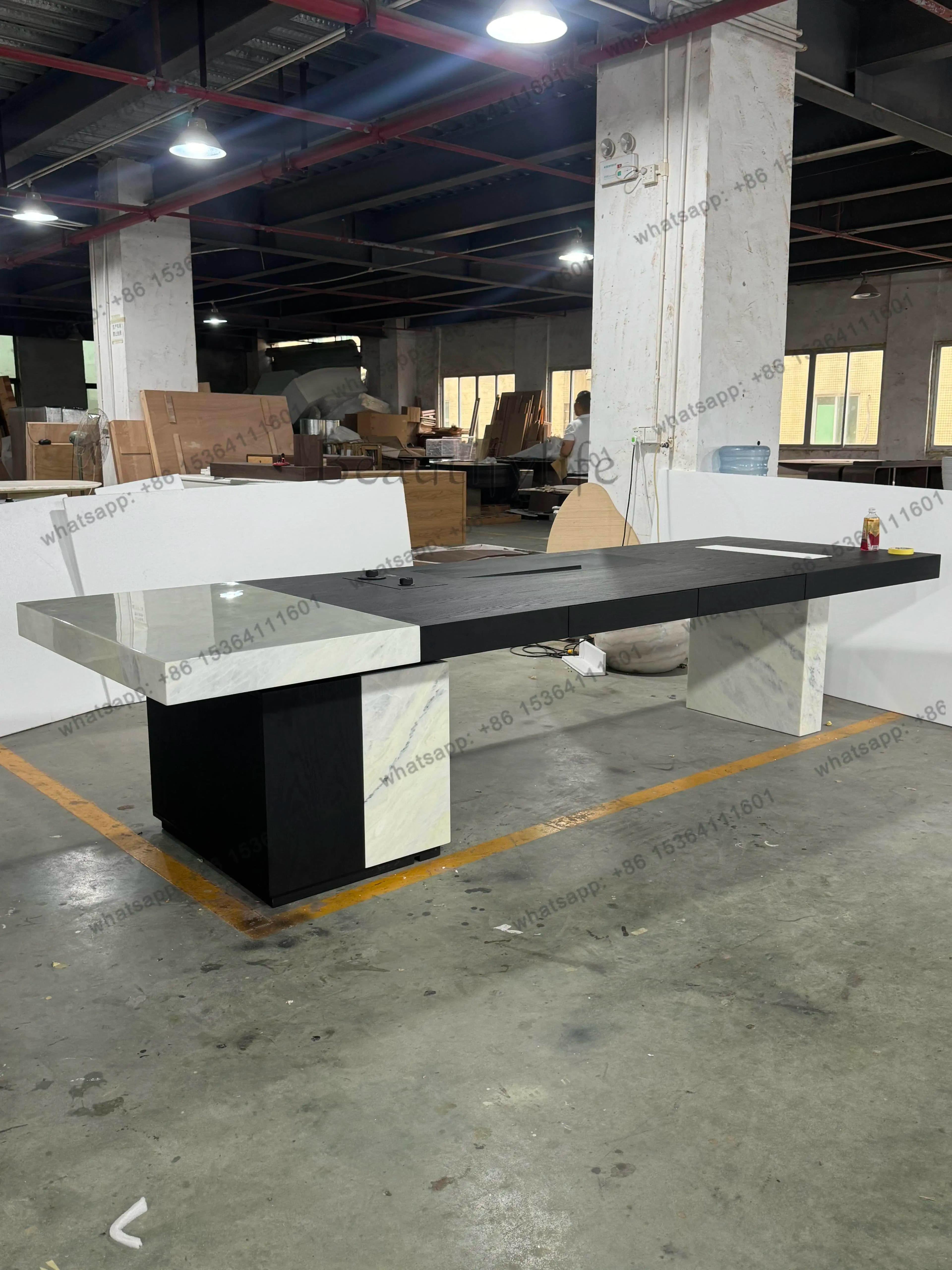 Italian rock slab tea table modern simple home high-end office tea table high-end light luxury