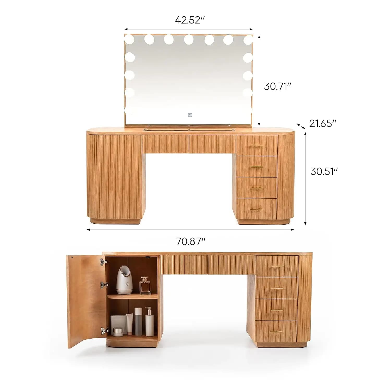 Makeup Vanity Desk with Mirror and 3-Color Lights