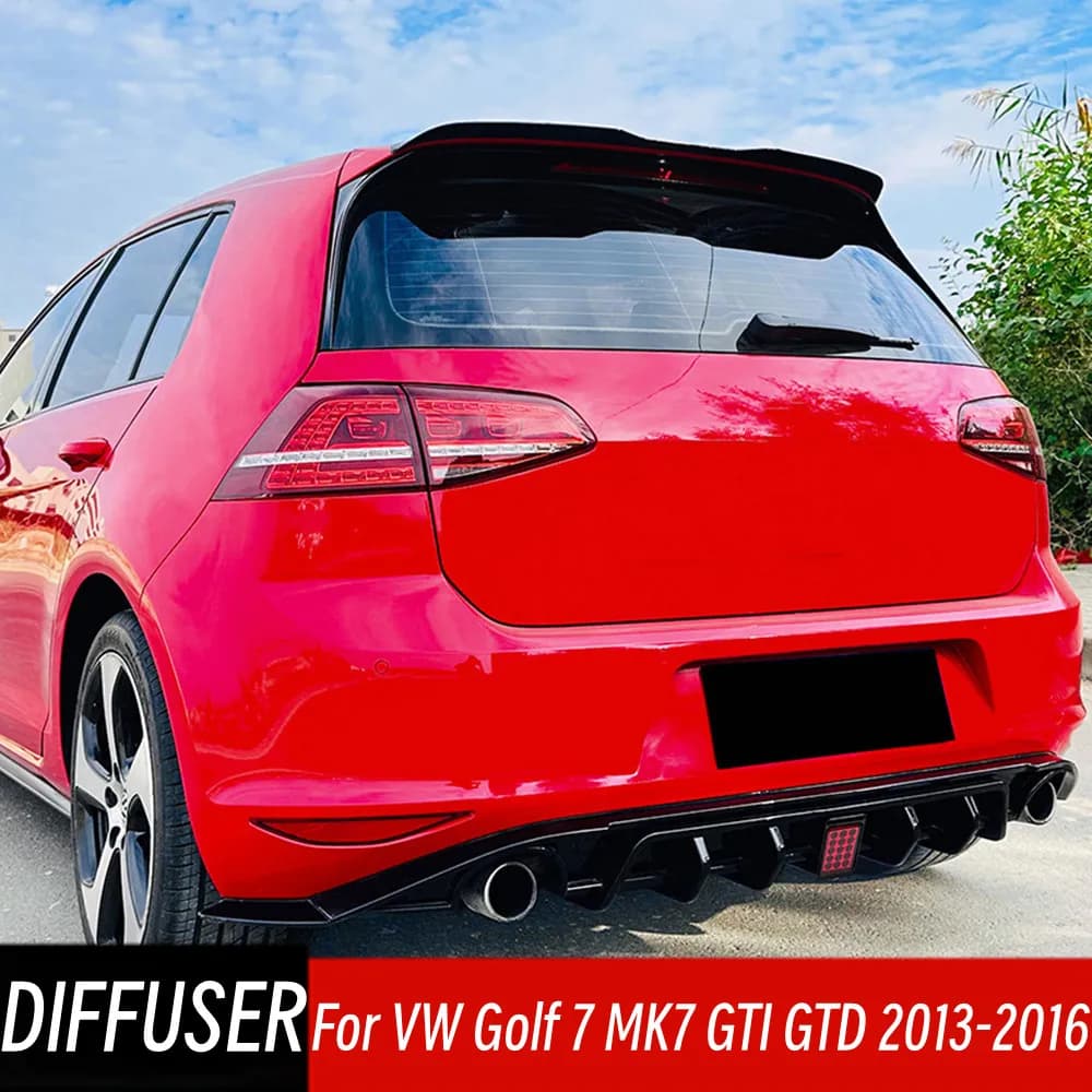 For VW Volkswagen Golf 7 MK7 GTI GTD 2013 14 15 16 Rear Bumper Diffuser Splitter Spoiler Tuning Bumper Cover Car Accessorie Part