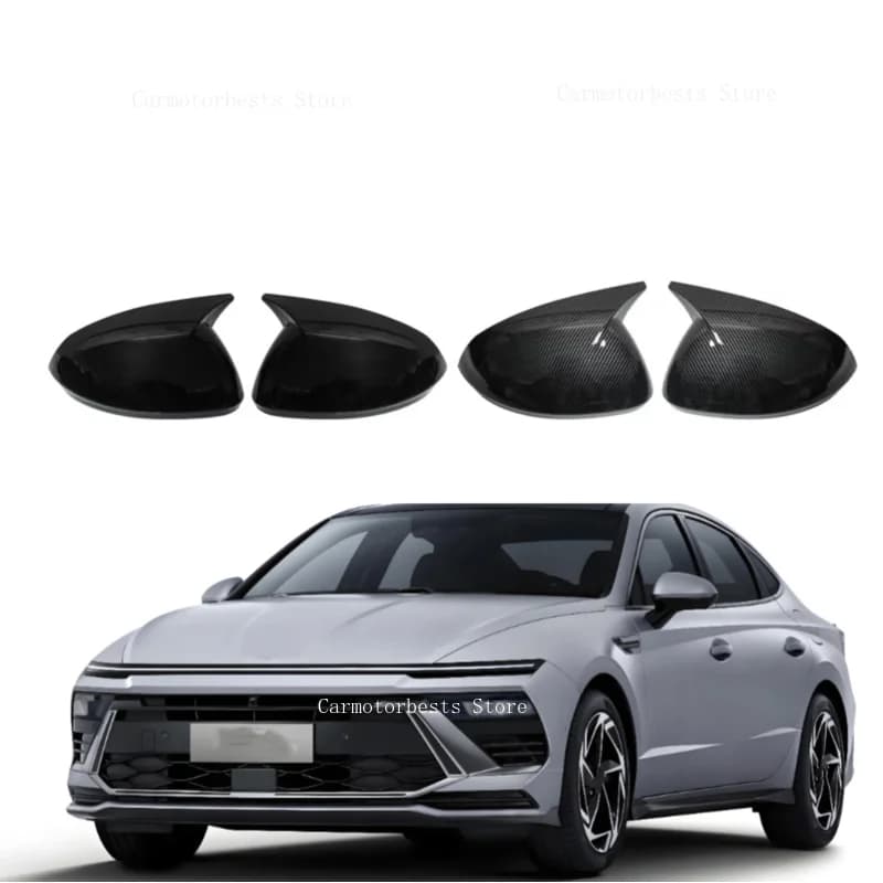 Car  Rearview Side Mirror Cover Fit For  Hyundai Sonata DN8 2024 2025 2026  Wing Cap Rear View Case Trim Carbon Fiber
