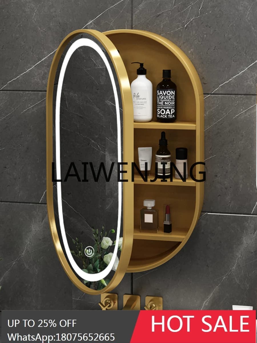 Special-Shaped Oval Bathroom Mirror Cabinet Storage Bathroom Table Wall Hanging round Mirror Wall Hanging