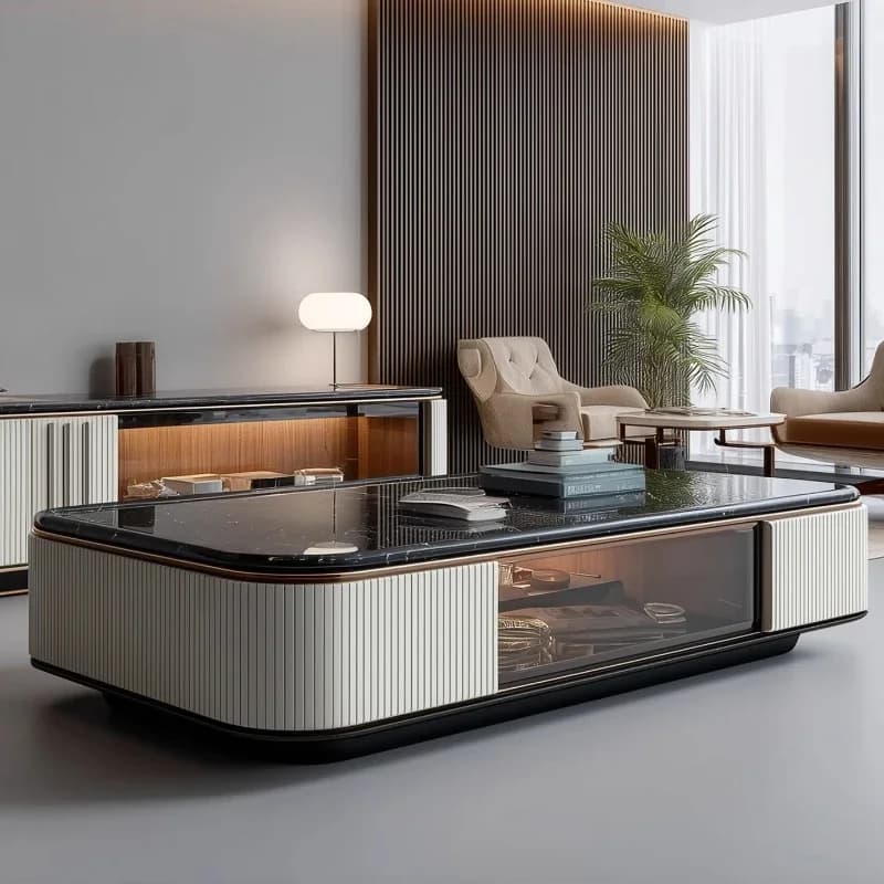 LJY Multifunctional Vintage Coffee Table Rustic Small Wooden Center Coffee Table With Storage Glass Meuble Salon Furniture Home