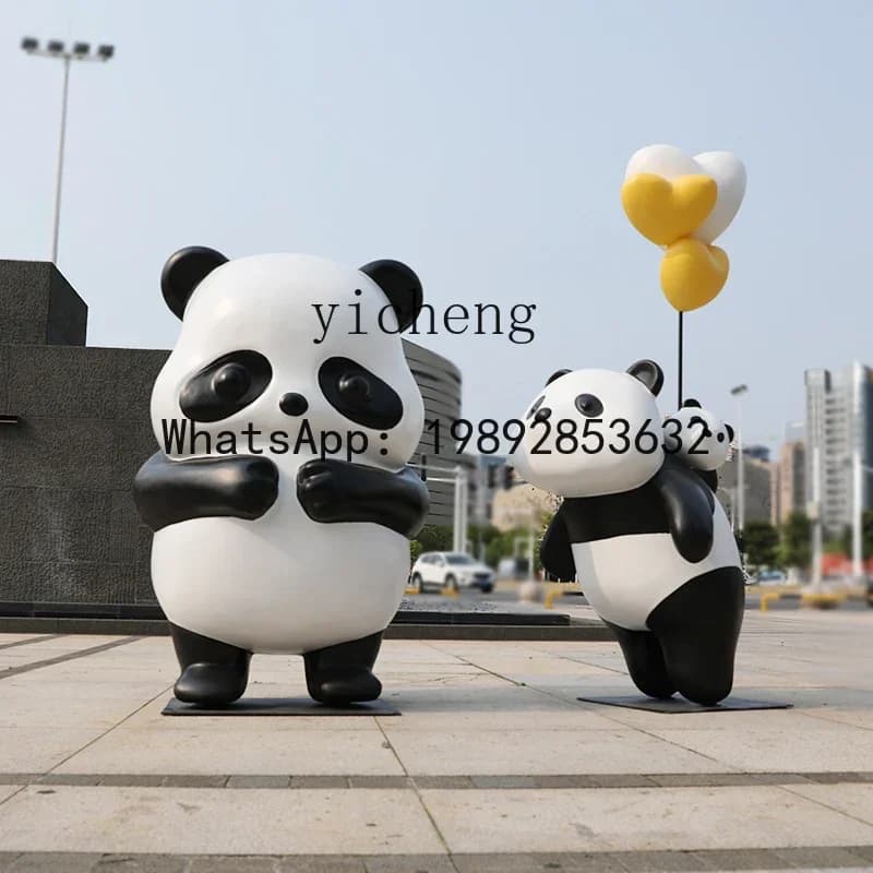 ZSP26outdoor cartoon panda sculpture fiberglass ornament animal kindergarten shopping mall decoration