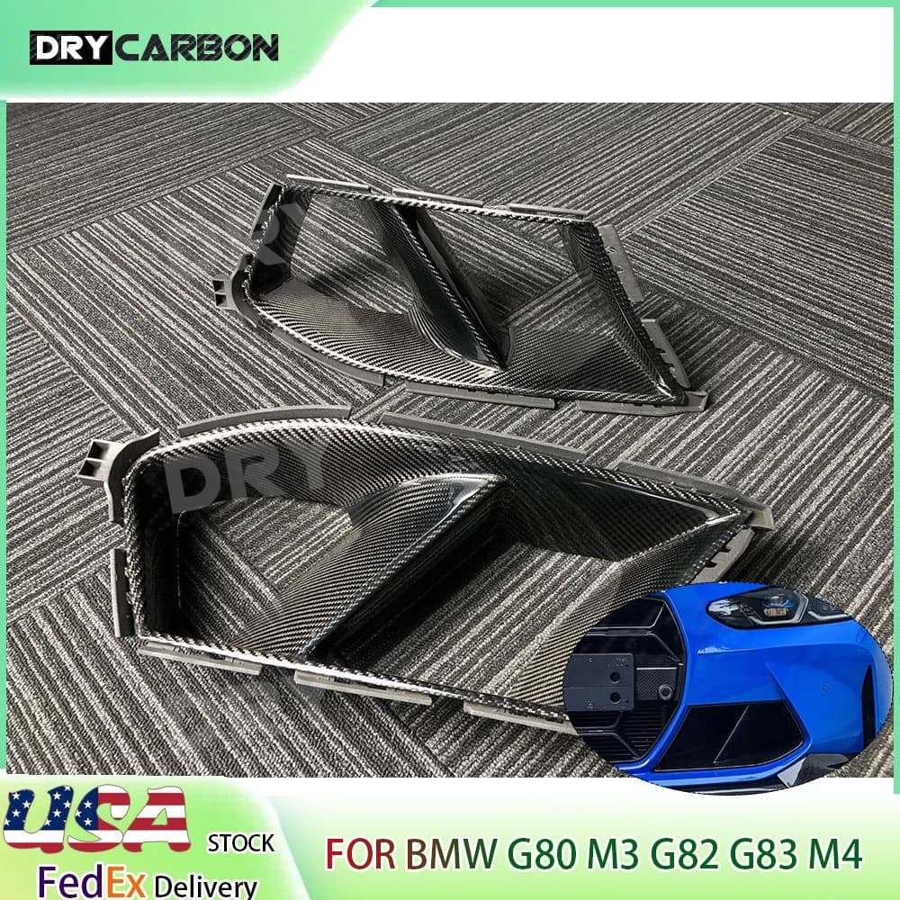 Dry Carbon Fiber Front Bumper Lip Air Vent Cover Trim Canards Body Kits Accessories for BMW G80 G82 G83 M3 M4 2021+ from US