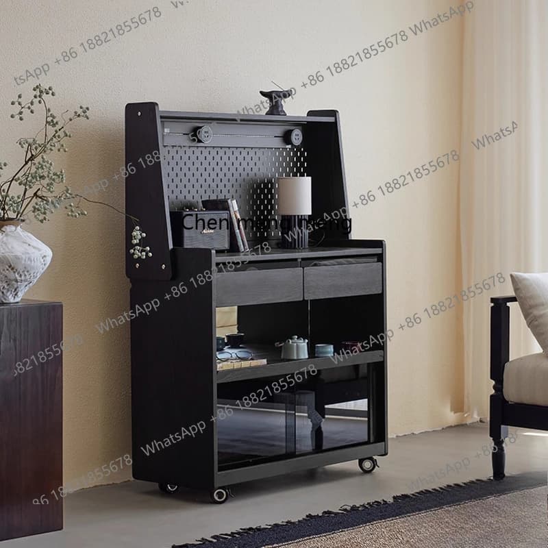 Used solid wood movable dining side sofa sideboard integrated storage wine cabinet coffee tea cabinet