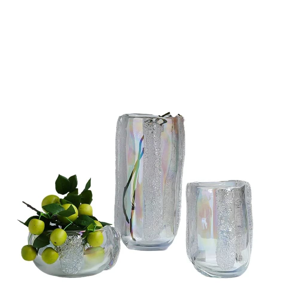 Simple light luxury gradual change transparent glass thickened glass vase, living room TV cabinet flower arrangement,