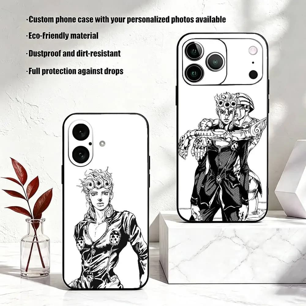 J-JOJOs G-Giorno G-Giovanna  Phone Case Black Silicone Soft Shell For IPhone 17 16 15 14 13 12 11 Air Pro Max Plus