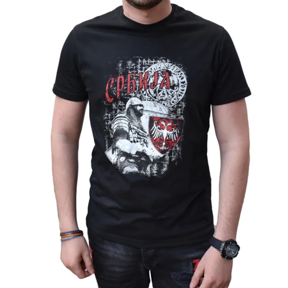 Serbia - Knight Coat of Arms Men T-Shirt Short Sleeve Casual Cotton O-Neck Summer Shirt