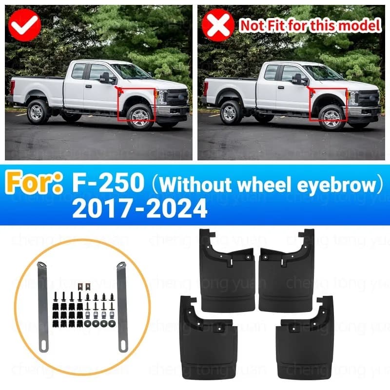 Mudflaps Mudguards for Ford F-250 F250 2017-2024 Without Wheel Arches Mudguards Tire Fenders Mud Flaps Wheel Guards Accessories