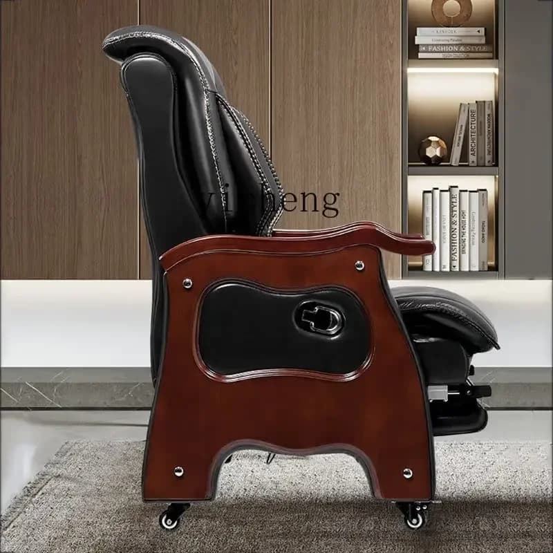 SFY Solid Wood Four-Legged Chair Comfortable Long-Sitting Leather Office Chair Reclining and Massaging