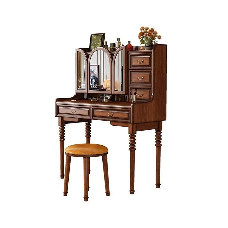 Medieval American solid wood dresser Small apartment retro French makeup table, desk storage cabinet integrated master bedroom