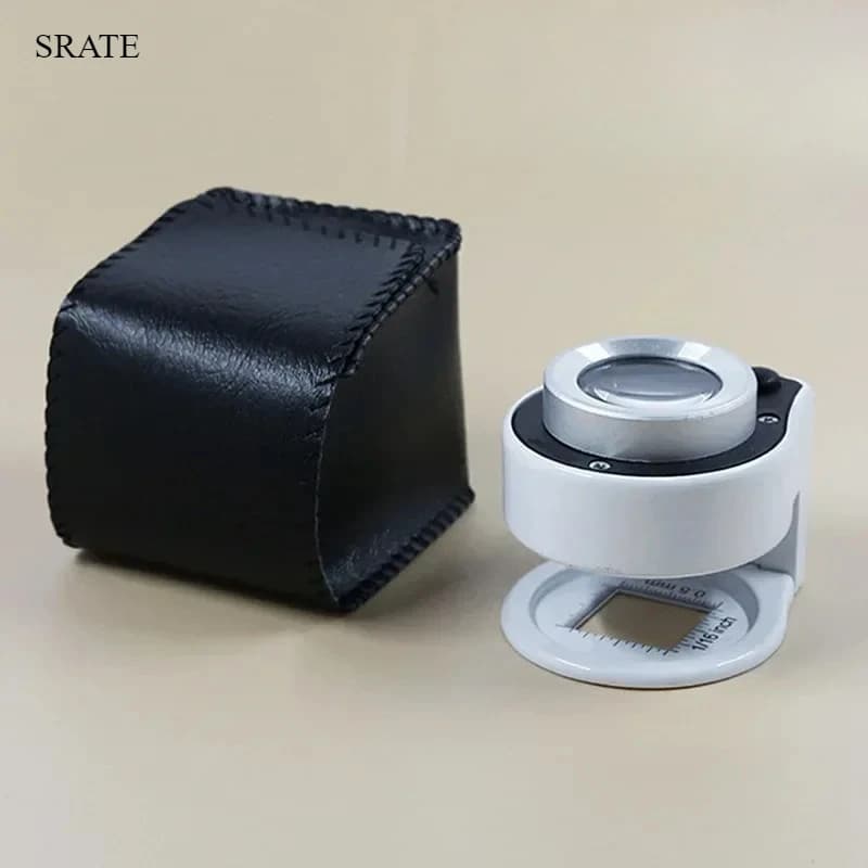 Portable 15X Black White Loupe Metal Magnifying Glass with Light Money Detecting Lamp Scale Measurement LED And UV Magnifier