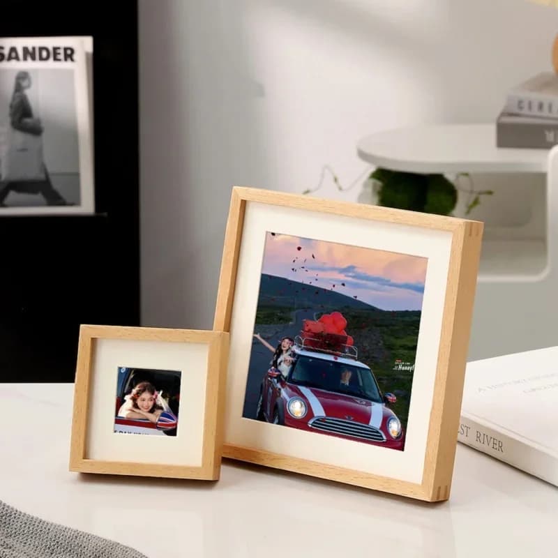 Square Solid Wood Photo Frame Walnut Wood Tabletop Square Picture Frame for Home Decoration