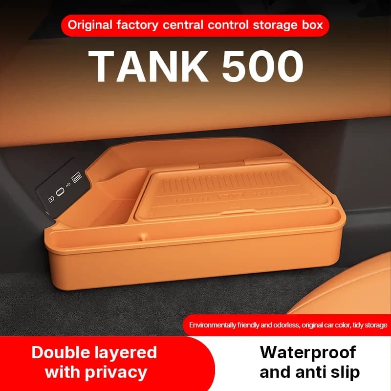 For Tank 500 2026 Center Console Lower Layer Silicone Storage & Eyewear Box, Luxury Off-Road Car Interior Modification Accessory