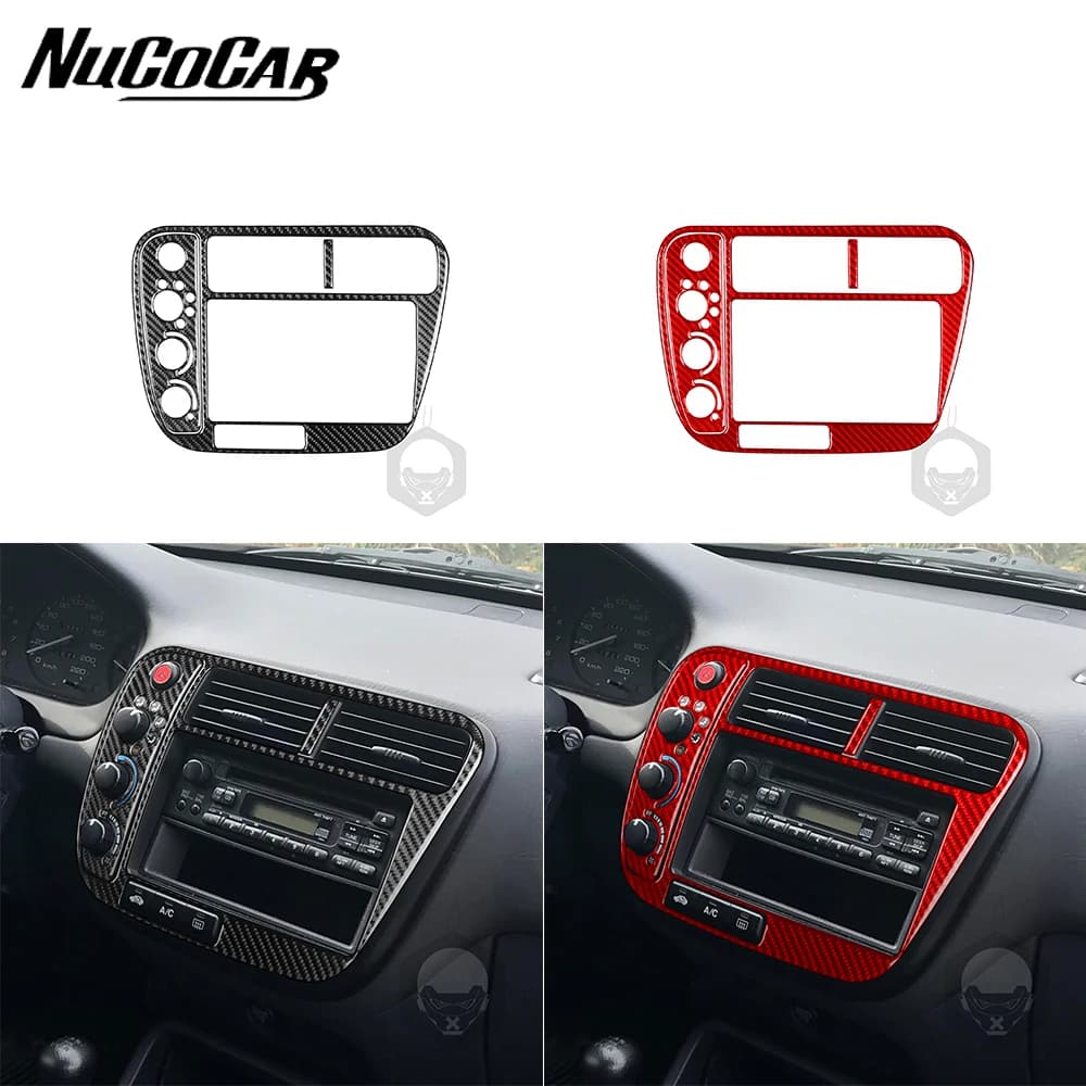 For Honda Civic 1999-2000 Carbon Fiber Central radio air conditioning control panel Car Accessories Interior Decorative Stickers