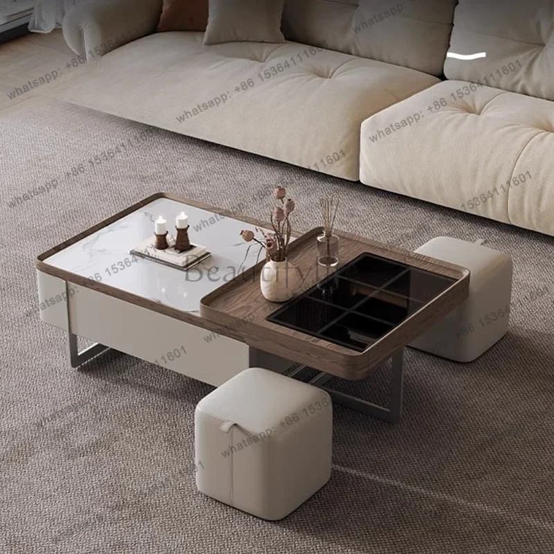 LD Dinner Computer  Writing Moving Drawers Designer Kitchen Storage Coffee Table Luxury Meubles Living Room Furniture