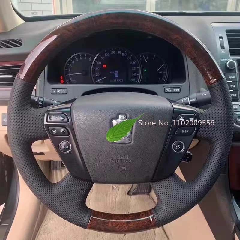 DIY Hand-Stitched Non-Slip Breathable Leather Steering Wheel Cover Wrap For Toyota Crown 2010-2014 Car Interior Accessory