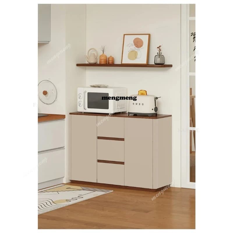 All solid wood dining side cabinet integrated storage against the  living room wall low  tea cabinet sundries small apartment