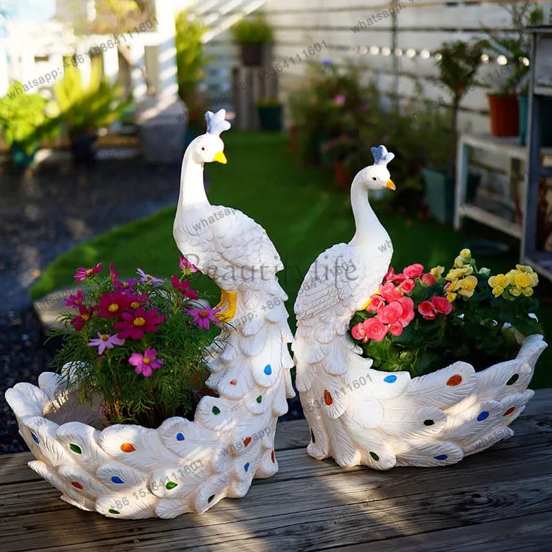 Outdoor terrace courtyard garden balcony decoration landscaping planting fresh peacock flower pot ornament