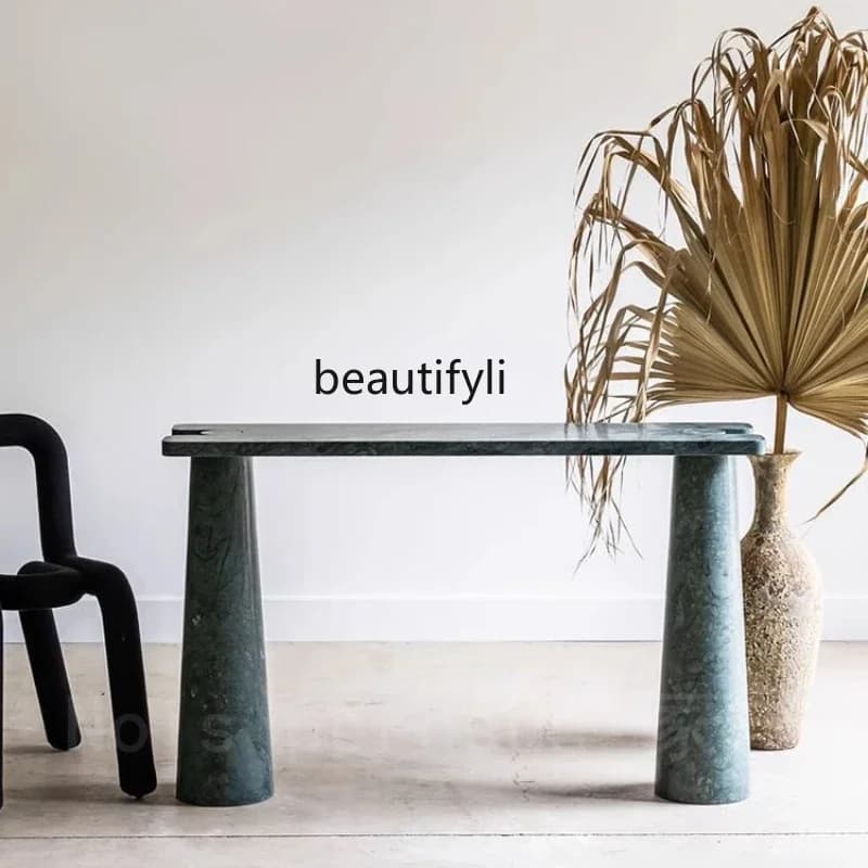 Nordic simple natural marble entrance table villa living room against the wall display stand