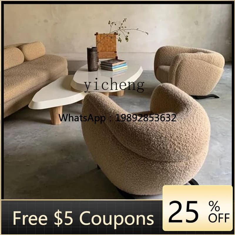 ABB  Creative Modern Simple Single Sofa Living Room Bedroom Villa Hotel Lamb Fleece Sofa