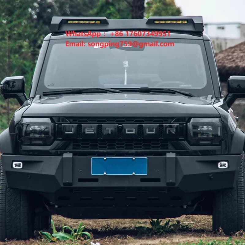 New Aluminum Magnesium Alloy Racing Front Bumper with Tow Hook for Chery Jetour T2-Retrofit/Upgrade