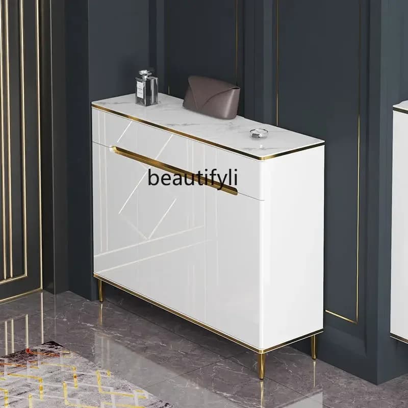 cc182R1 Light Luxury Shoe Cabinet Home Space-Saving Home Wall Simple Modern Entrance Cabinet Stone Plate Hall Cabinet