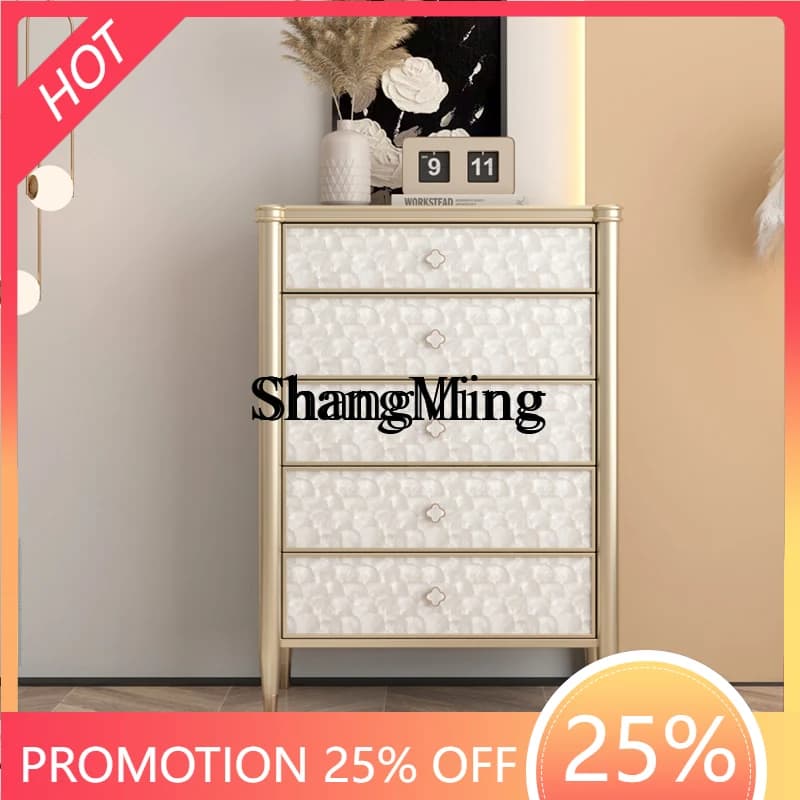 CL  Solid Wood Bucket Cabinet Light Luxury Bedroom Drawer Storage Modern Living Room Shell Storage Cabinet