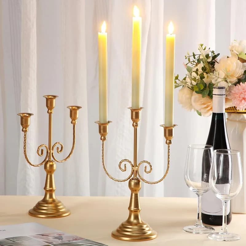 3/5-head American Candlestick Wedding Props Wrought Iron Candle Cup Christmas Decoration Retro Candle Holder Home Decoration