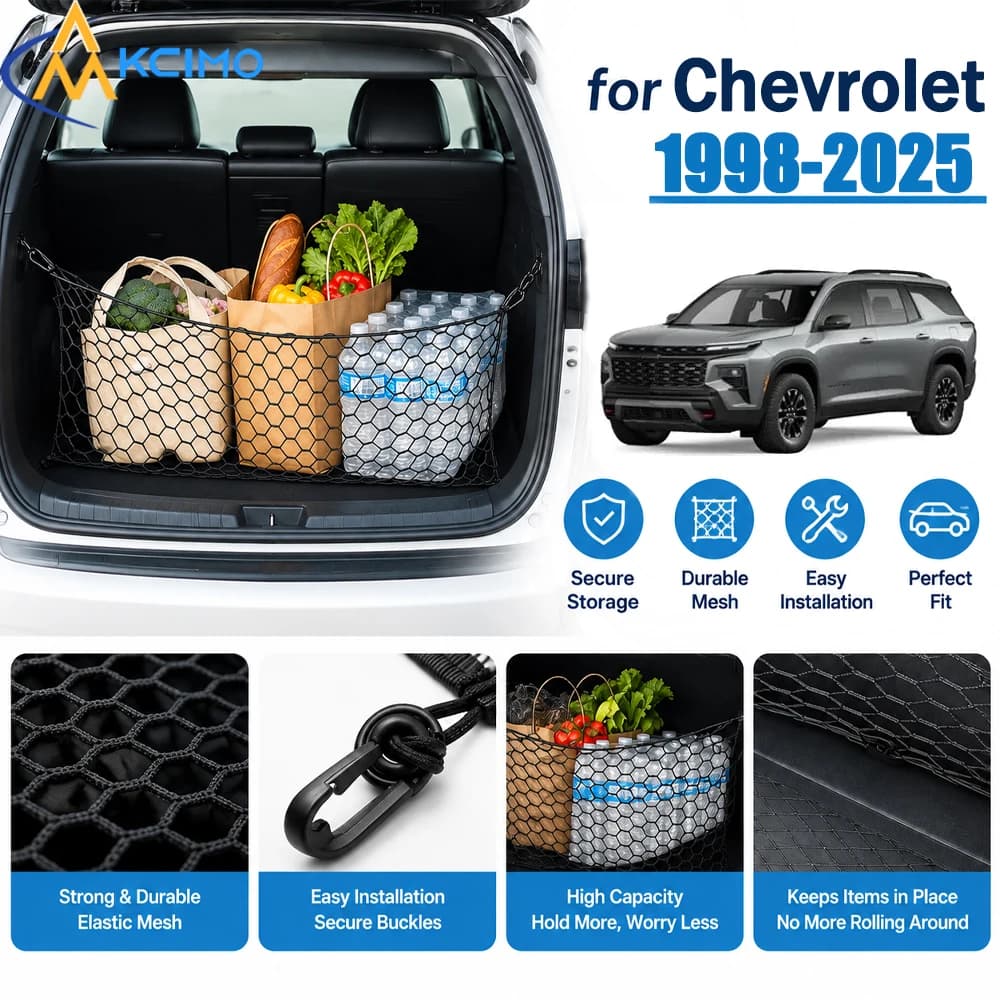 For Chevrolet Traverse 1998-2025 Elastic Nylon Mesh Cargo Net Car Trunk Storage Organizer Heavy Duty Luggage Secure Belongings